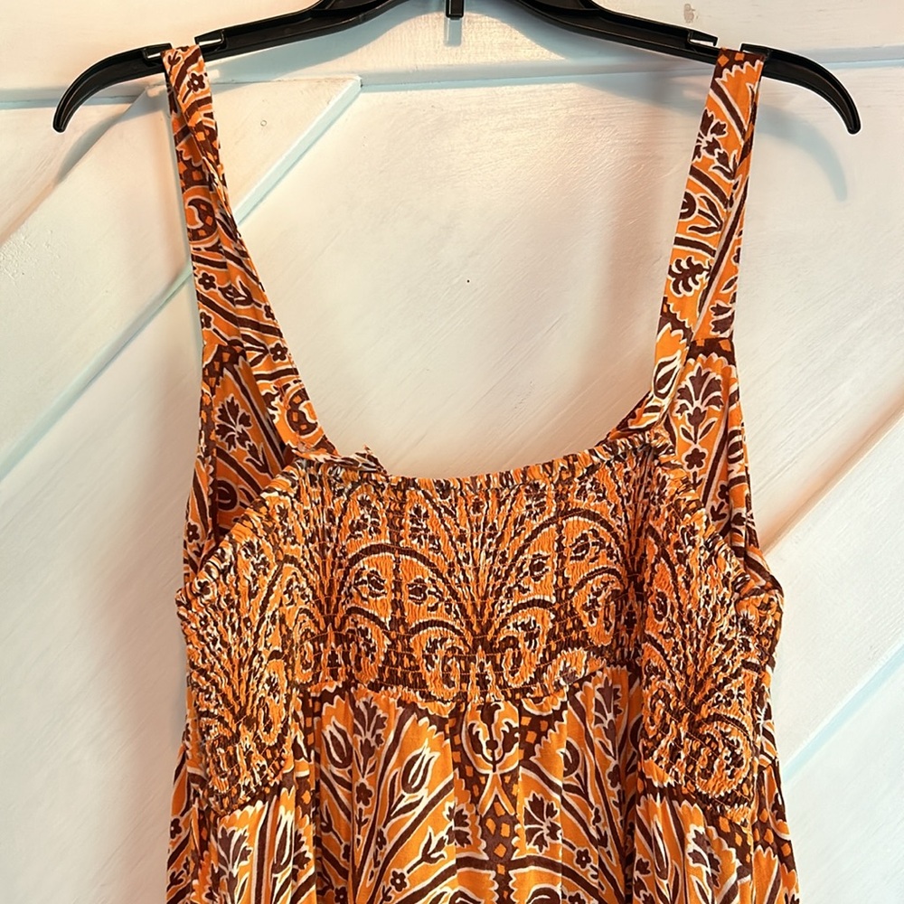 Knox Rose Orange Printed Dress Pull-on With Adjustable Straps Size L - Picture 5 of 6